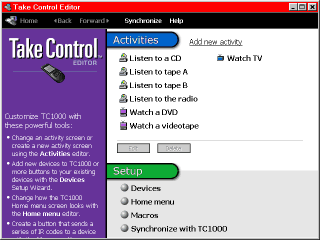 Main view of the Take Control Editor